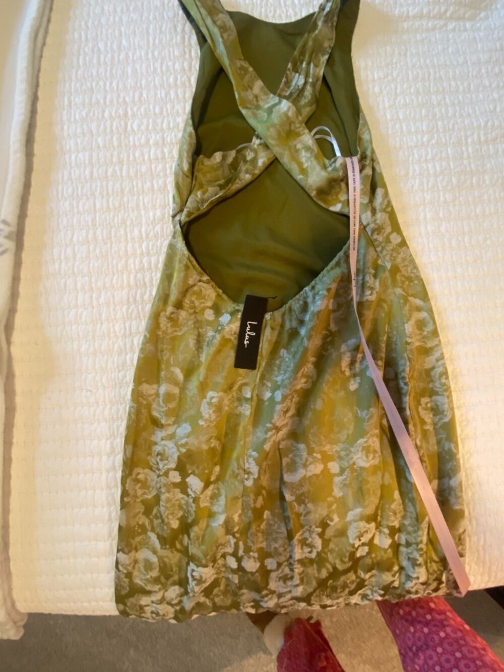 Lulus Lamila Chartreuse Floral Satin Column Maxi Dress Green - Size S - Picture 5 of 5